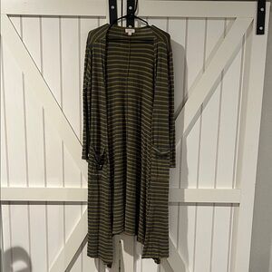 LuLaRoe Striped Cardigan in Navy and Mustard